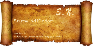 Sturm Nándor névjegykártya